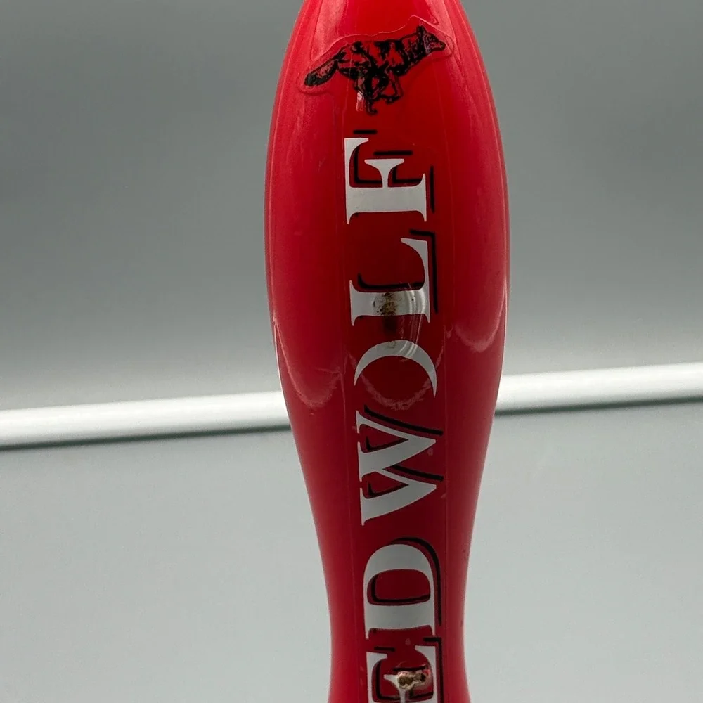 Vintage Redwolf Lager Beer Tap Handle Red Gold‎ Running Wolf Logo 10 Inch